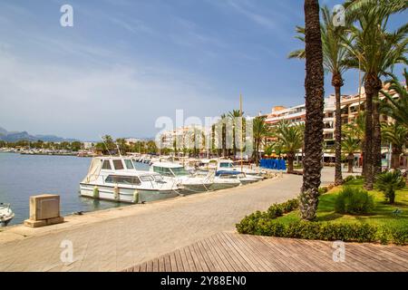 Passeggiata della località di Alcúdia, nel nord dell'isola mediterranea di Maiorca in Spagna. Foto Stock