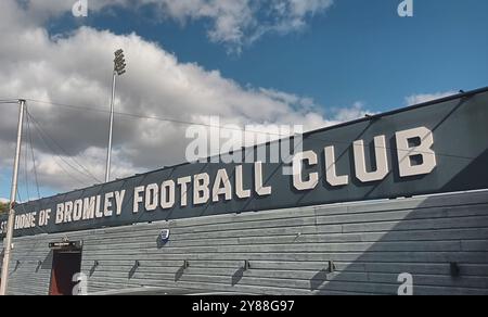 L'Hayes Lane Stadium ospita il Bromley FC di Londra, Regno Unito Foto Stock
