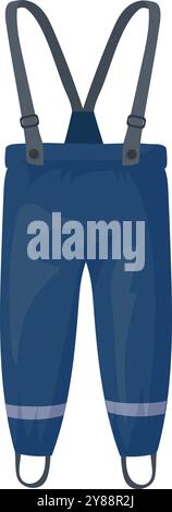 Pantaloni da bambino con bretelle icona cartoni animati. Abiti da ragazzo isolati su sfondo bianco Illustrazione Vettoriale