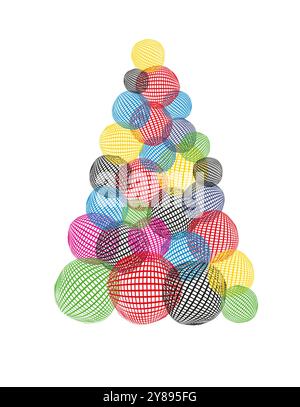 Astrazione dell'albero di Natale fatta di cerchi. disegno a mano. Non ai, illustrazioni vettoriali. Illustrazione Vettoriale