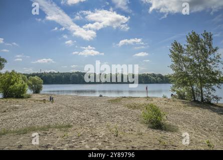 Spiaggia balneare sul lago dell'aeroporto, Tegel, Reinickendorf, Berlino, Germania, Europa Foto Stock