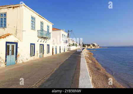 Case tradizionali nella città di Spetses, Grecia, Europa Foto Stock