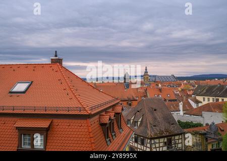 Vista panoramica della città vecchia di Bamberga in Baviera, Germania, Europa Foto Stock