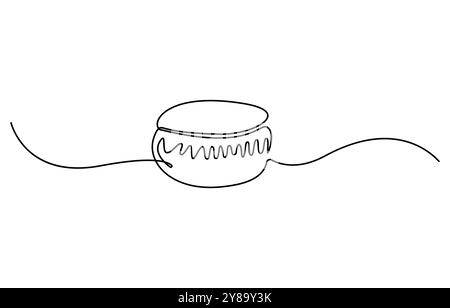 Macaron cookie one continuous line design. Restaurant food menu design concept. Decorative elements drawn on a white background, Macaroons cookies Illustrazione Vettoriale