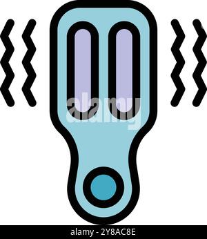 Icona del termometro elettronico, apparecchiatura medica che mostra alte temperature con onde Illustrazione Vettoriale