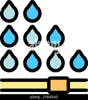 Le gocce d'acqua che cadono su una cintura con una fibbia rappresentano il concetto di riduzione del consumo di acqua Illustrazione Vettoriale