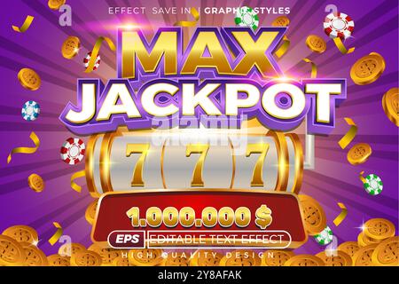 jackpot massimo effetto testo 3d modificabile Illustrazione Vettoriale