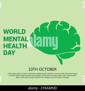 Giornata Mondiale della salute mentale 10 ottobre Illustrazione Vettoriale