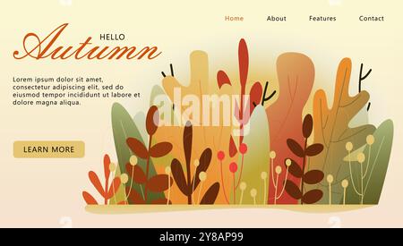 Buongiorno, design del banner vettoriale autunnale. Buon Ringraziamento. Design tipografico per biglietti d'auguri, intestazione per il sito Web. Stile moderno e minimale Illustrazione Vettoriale