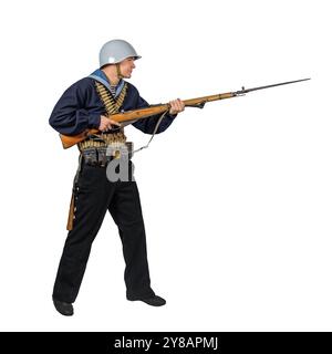 Attaccando Marine della Marina sovietica durante la seconda guerra mondiale isolato di bianco Foto Stock