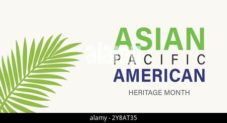 Mese della tradizione asiatica americana, hawaiana e delle isole del pacifico. Asian Pacific American Heritage Month su sfondo blu, design per banner vettoriali Illustrazione Vettoriale