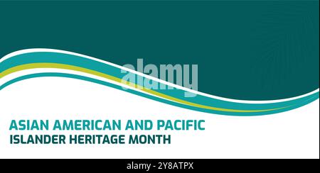 Mese della tradizione asiatica americana, hawaiana e delle isole del pacifico. Asian Pacific American Heritage Month su sfondo blu, design per banner vettoriali Illustrazione Vettoriale