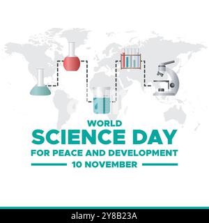 Giornata Mondiale della Scienza per la Pace e lo sviluppo, 10 novembre, Vector Graphic giornata Mondiale della Scienza per la Pace e lo sviluppo, biglietto di auguri, Illustrazione Vettoriale