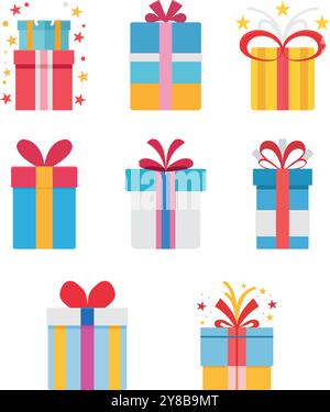 set di scatole colorate Illustrazione Vettoriale