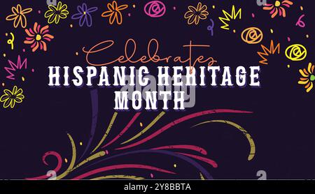 Mese ispanico del patrimonio. Banner web vettoriale, poster, scheda per social media, reti. Saluto con il testo del mese della tradizione ispanica nazionale Illustrazione Vettoriale