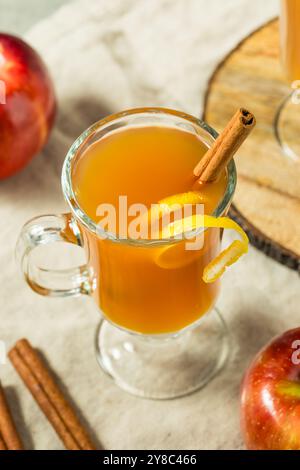Hot Toddy al sidro di mele caldo e bollente con rum e limone Foto Stock