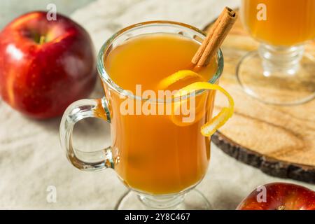 Hot Toddy al sidro di mele caldo e bollente con rum e limone Foto Stock