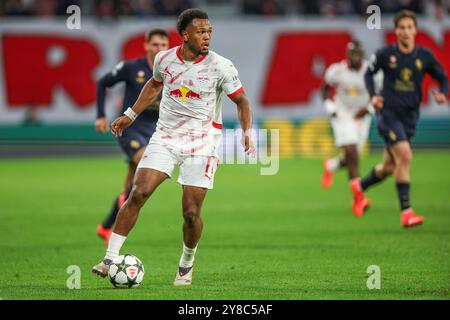 Lipsia, Germania. 2 ottobre 2024. 02.10.2024, Fussball, Saison 2024/2025, Champions League, 2. Spieltag, RB Leipzig - Juventus Torino, Lois Openda (RB Leipzig) foto: Tim Rehbein/RHR-FOTO/dpa/Alamy Live News Foto Stock