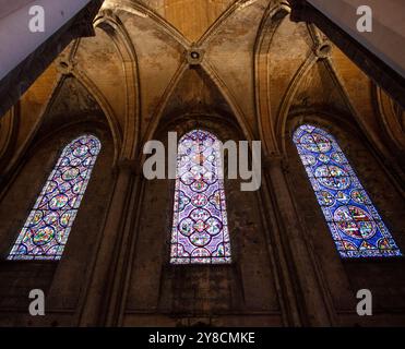 Vetrate colorate alla Cattedrale di Notre Dame de Chartres Foto Stock