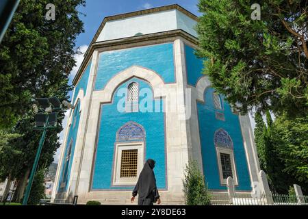 Bursa, Turchia - 8 settembre 2024: La Tomba Verde è un mausoleo del quinto sultano ottomano, Mehmed i, a Bursa, Turchia. Foto Stock