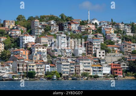 Istanbul, Turchia - 27 settembre 2024: Vista del quartiere di Besiktas situato sul lato europeo dello stretto del Bosforo a Istanbul, Turchia. Foto Stock