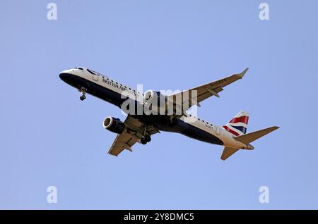 Embraer E190SR, BA CityFlyer, British Airways, in avvicinamento Foto Stock