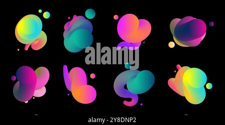 linee intrecciate 3d multicolore con punti di gradiente. linee di fusione sfumatura. Illustrazione vettoriale Illustrazione Vettoriale