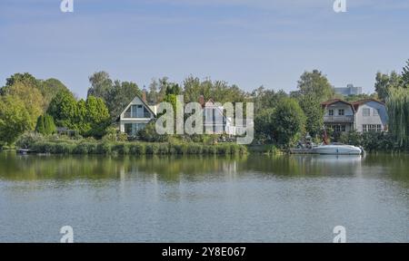 Edifici residenziali, ville, Grimnitzsee, Spandau, Berlino, Germania, Europa Foto Stock