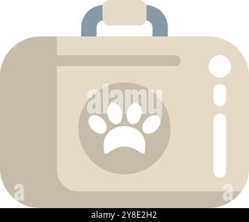Contenitore per trasporto di animali domestici di colore beige per viaggiare con cani e gatti con logo stampato Illustrazione Vettoriale