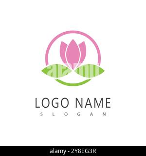 Vettore di bellezza fiori di loto design logo icona del modello Illustrazione Vettoriale