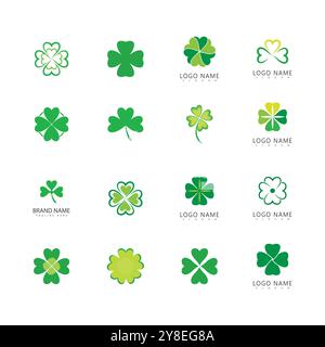 Logo Clover modello vettoriale natura e simbolo Illustrazione Vettoriale