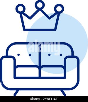 Divano e corona. Arredi di lusso e design degli interni. Icona del vettore pixel Perfect Illustrazione Vettoriale