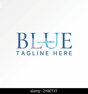 Design del logo concetto grafico immagine vettoriale di alta qualità testo grafico parola Blue serif onde di font acqua in piscina correlata alla tipografia monogramma Swim Illustrazione Vettoriale