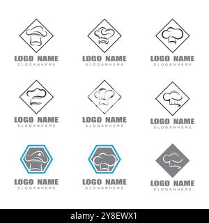 Hat chef modello logo illustrazione vettoriale Illustrazione Vettoriale