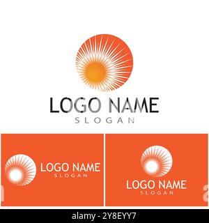 isola costiera estiva sulla spiaggia, oceano marino con uccelli e raggi solari estivi ispirati al design del logo Illustrazione Vettoriale