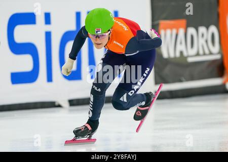 Heerenveen, Paesi Bassi. 5 ottobre 2024. HEERENVEEN, PAESI BASSI - 5 OTTOBRE: Angel Daleman partecipa al Relay Mix Team durante il KNSB Dutch Open a Thialf il 5 ottobre 2024 a Heerenveen, Paesi Bassi. (Foto di Andre Weening/Orange Pictures) credito: Orange Pics BV/Alamy Live News Foto Stock