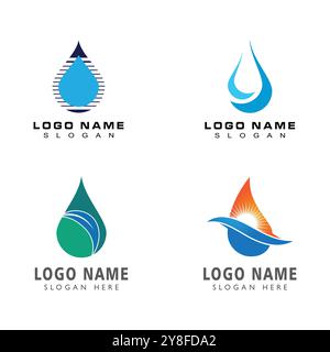 Goccia d'acqua modello Logo illustrazione vettoriale design Illustrazione Vettoriale