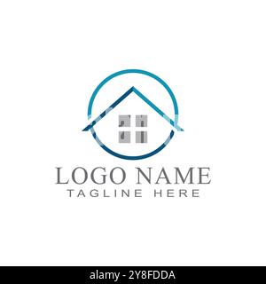Immobiliare , proprietà e costruzione Logo design Illustrazione Vettoriale