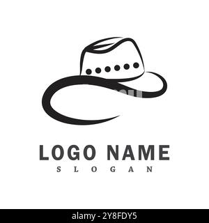 Design del modello vettoriale con logo Cowboy Illustrazione Vettoriale