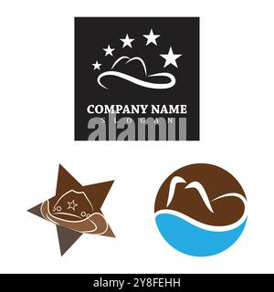 Design del modello vettoriale con logo Cowboy Illustrazione Vettoriale