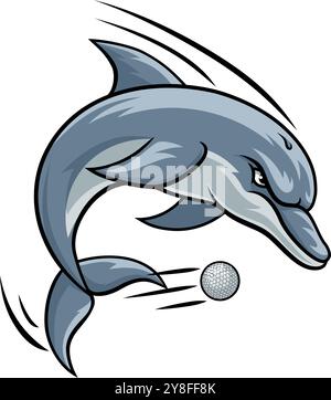 Mascotte della squadra sportiva Dolphin Animal Golf Ball Illustrazione Vettoriale