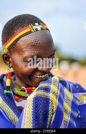 Una donna Karimojong a Kotido-Karamoja in Uganda Foto Stock
