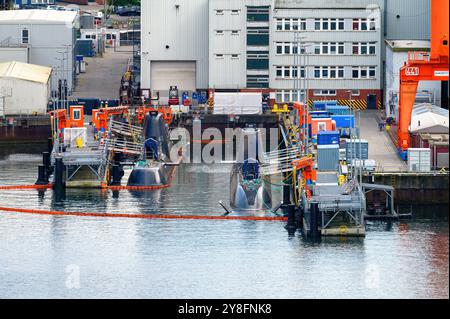 Sommergibili tipo 218SG in costruzione per la Marina di Singapore presso il cantiere ThyssenKrupp (TKMS) di Kiel. Foto Stock