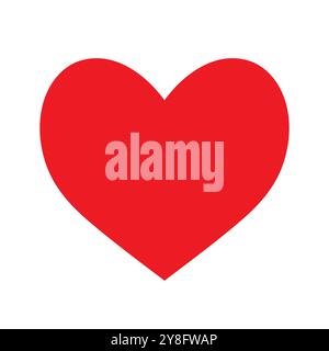 Un cuore rosso su sfondo bianco. L'icona rossa del cuore. Il concetto del 14 febbraio. Illustrazione Vettoriale