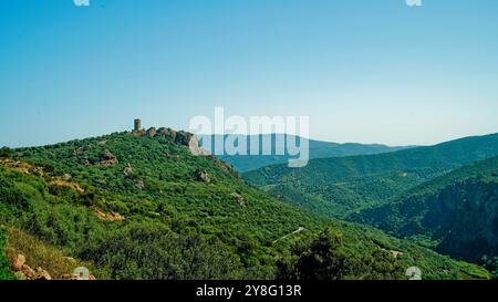 Castello medievale e diga di Casteldoria, provincia di Sassari, Sardegna, Italia Foto Stock