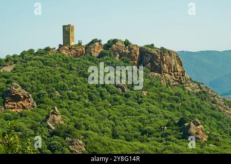 Castello medievale e diga di Casteldoria, provincia di Sassari, Sardegna, Italia Foto Stock