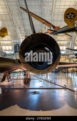 Vista posteriore del motore Lockheed SR-71 Blackbird visto allo Steven F. Udvar-Hazy Center nel National Air and Space Museum di Chantilly, Virginia. Foto Stock