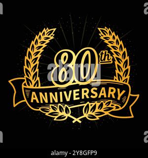 logotipo celebrativo dei 80 anni. logo del 80° anniversario. Vettore e illustrazione. Illustrazione Vettoriale