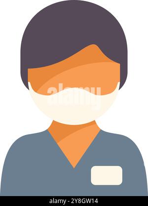 L'operatore sanitario indossa una maschera protettiva durante il lavoro durante una pandemia Illustrazione Vettoriale