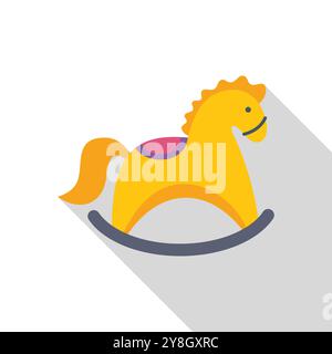 Questa illustrazione vettoriale presenta un classico giocattolo giallo a dondolo, che evoca sentimenti di nostalgia e ricordi giocosi dell'infanzia Illustrazione Vettoriale